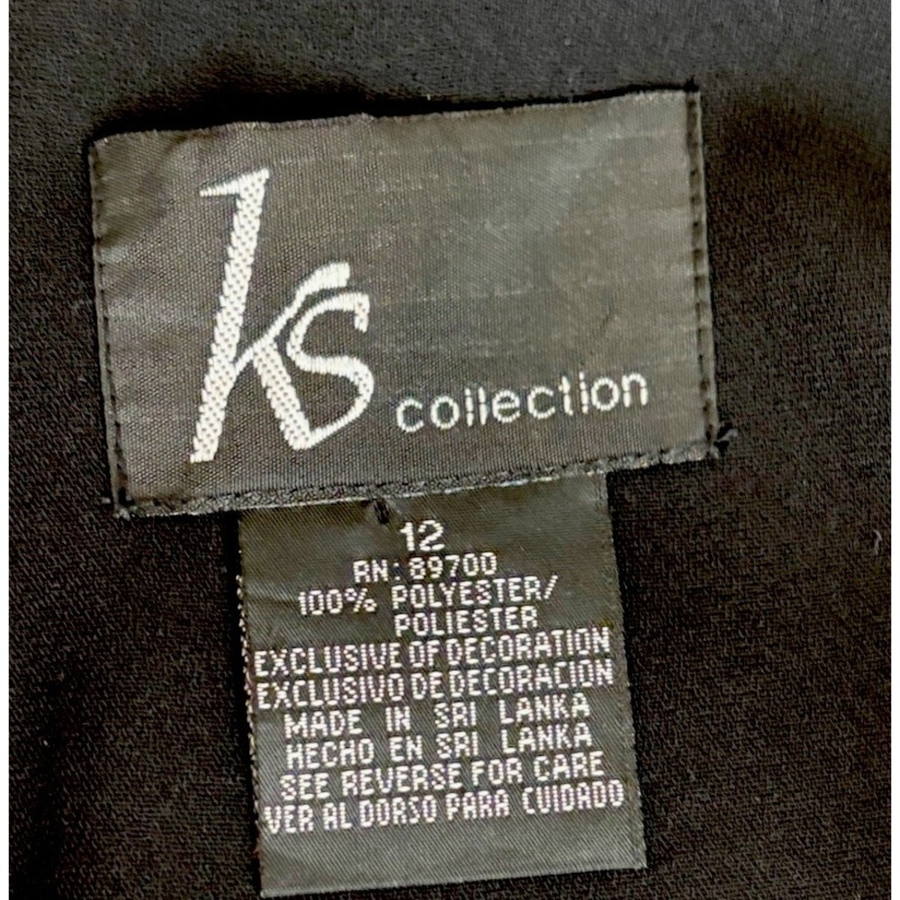 KS Collection Black Grommet Eyelet Trim Blazer Jacket Size 12 Open Front Edgy - Picture 3 of 14